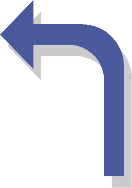 The image shows a blue arrow pointing to its right with an accompanying white curved line indicating directionality on what appears to be a gray background.
