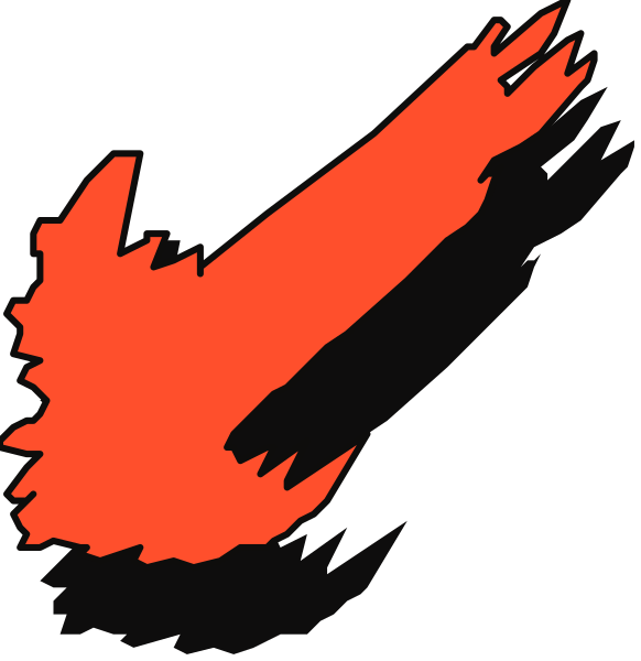 The images show a red flame graphic with two different styles: on top it is stylized as an abstract shape resembling flames; below that, in black-and-white, there's another representation of fire but more detailed and realistic looking like actual burning wood or paper.