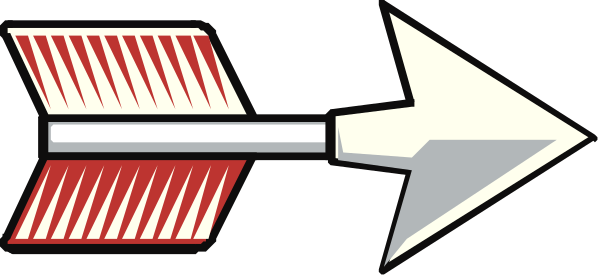 The image shows a stylized graphic of an arrow with two arrows pointing at it from either side; there is no text present in this clip-art illustration.