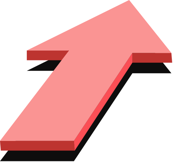 The image shows a red arrow pointing upwards with an exclamation mark on top of it to its right side against a white background.
