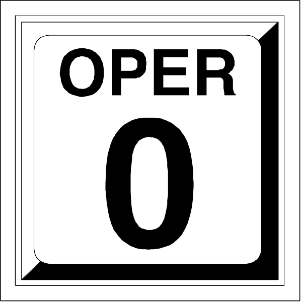 The image shows a black and white sign with "OPERATOR" written on it inside of an octagon shape that is typically used for caution signs in construction zones to indicate someone needs attention at this point.