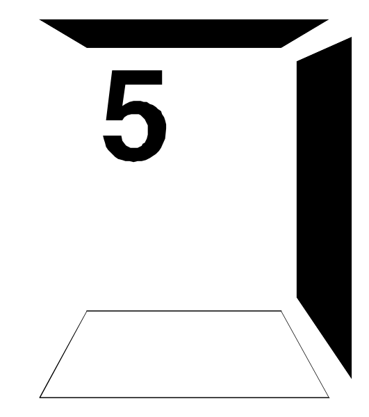 The number five on a sign with an arrow pointing upwards to it from below.
