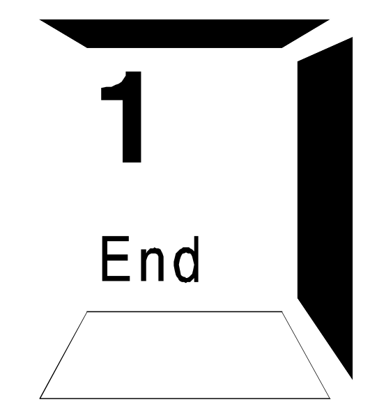 The image shows a white sign with black text that reads "1 END" at an angle against what appears to be a gray background.