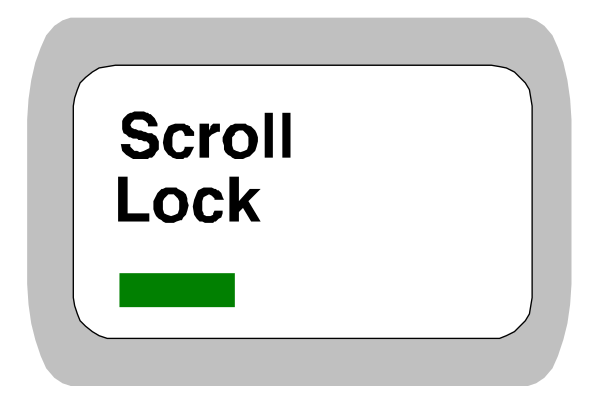 The image shows a computer screen with an icon that says "Scroll Lock" on it.