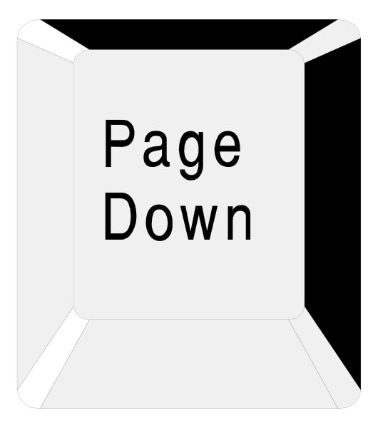 The image shows a white paperclip with text on it that reads "Page Down."