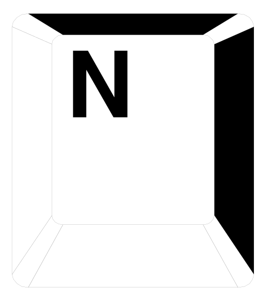 The black and white logo of a cardboard box with an open flap on top displaying "N" inside it against a dark background.