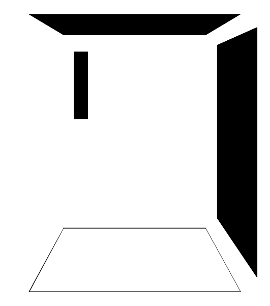 The image shows a simple black and white line drawing of an open cardboard box with no visible contents inside it against a plain background.
