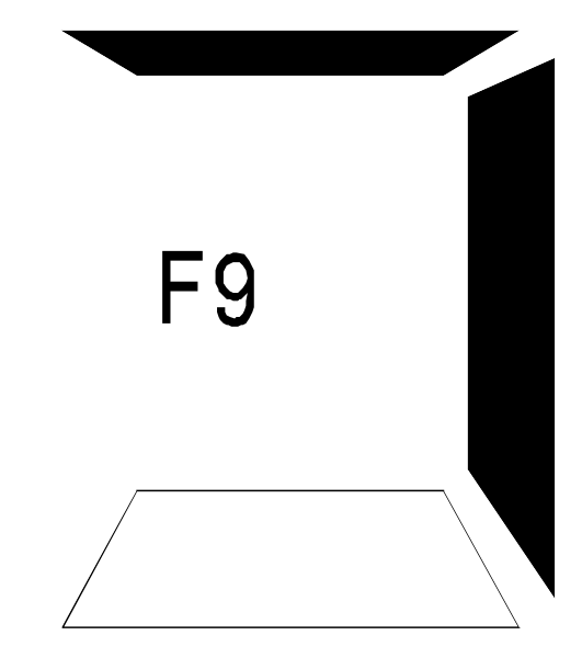 The image shows a whiteboard with an F9 written on it inside of what appears to be a cardboard box that is open at one end.