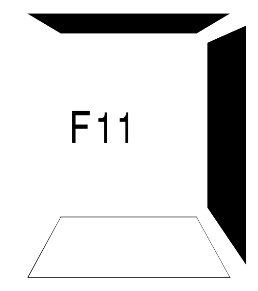 The image shows a black and white diagram of an open cardboard box with "F11" written on it inside what appears to be another larger container labeled as F903.
