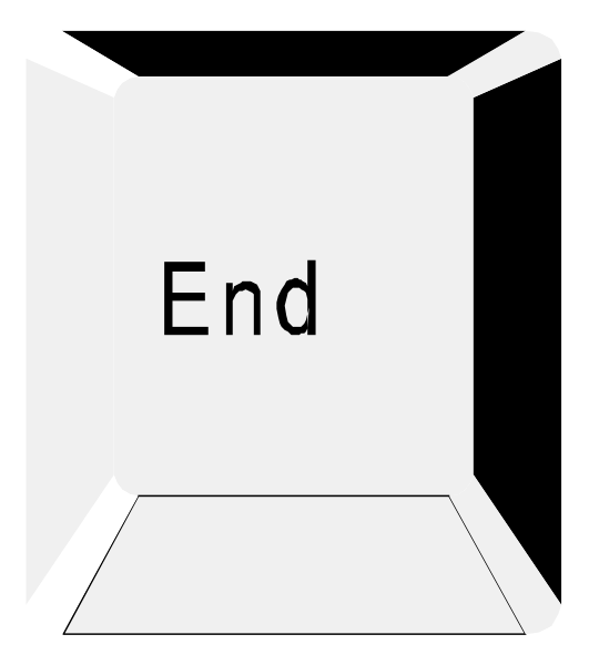 The image shows a white card with black text that reads "END" at its bottom right corner against an indistinct background.