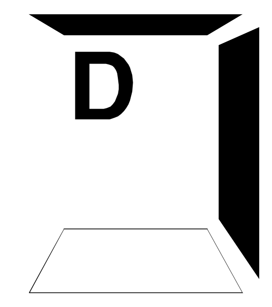The image shows a black letter 'D' on white background with no other discernible content visible due to its small size.