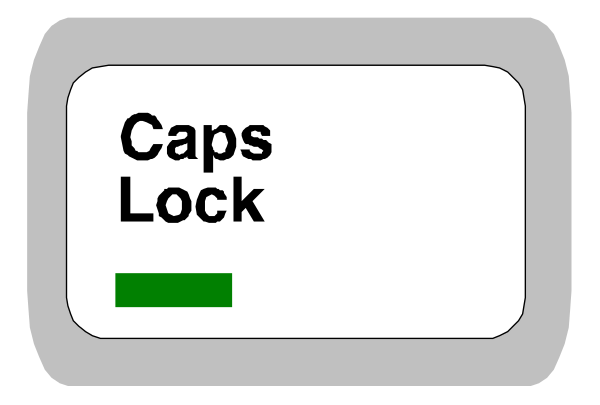 The image shows a computer interface with an icon labeled "caps lock" on top of which is another label that reads "lock."