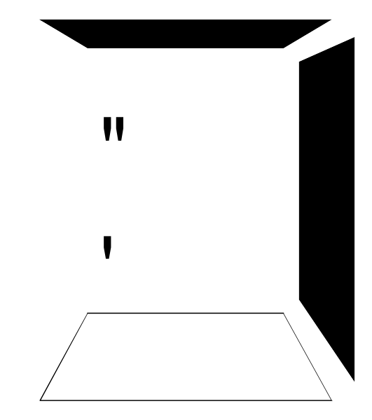 The black and white line drawing shows a simple room with two doors on opposite walls; there is no furniture visible within this space.