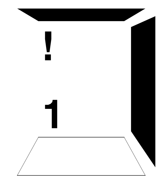 The image shows a simple black and white illustration of an open cardboard box with its flaps spread out to reveal nothing inside it.