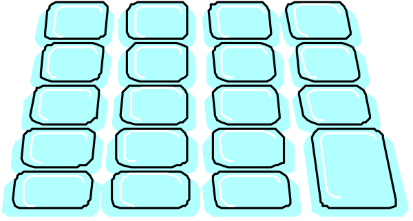 The image shows a collection of blue rectangles arranged on top of each other against a dark background with no additional context provided about their purpose or location within an environment.