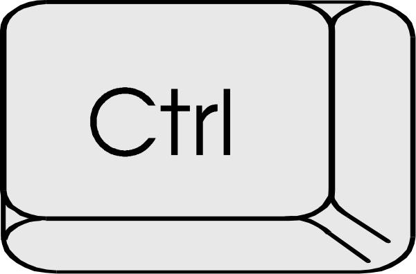 The black and white illustration shows a computer keyboard with two keys highlighted: "Ctrl" on top of another key that is partially obscured by it.