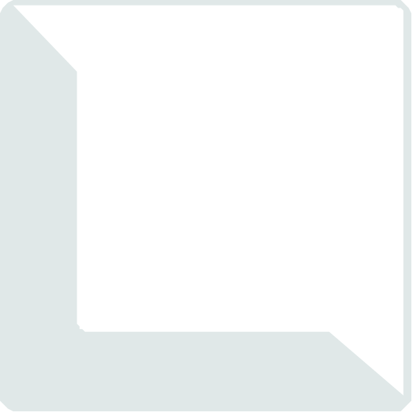 The image shows a white square with rounded corners on top of another smaller rectangle that is also white but has sharp angles at its four sides.