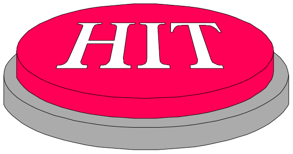 The image shows a red button with "HIT" written on it next to another smaller pink button labeled "HIT."