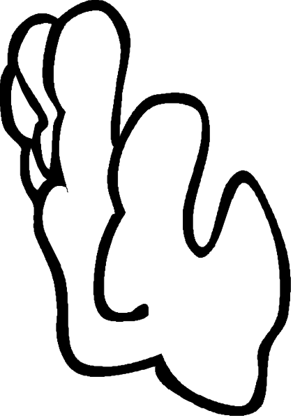 The black and white logo of a hand with fingers spread out against an orange background.