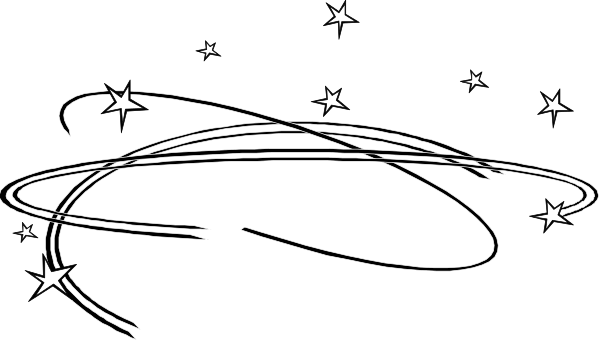 The image shows a black background with white text that reads "Stars" at the top left corner followed by an abstract design resembling swirling lines in various directions below it.