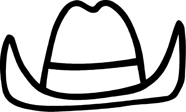 The image shows a black and white silhouette of an adult humanoid figure wearing a cowboy hat with two horns on top, standing in front of what appears to be a barbed wire fence against a dark background.