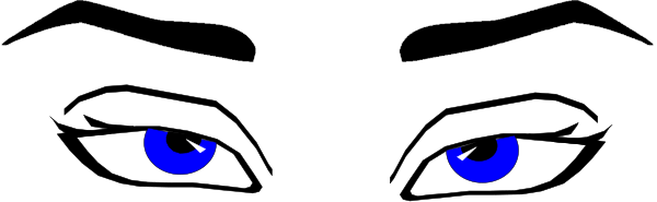 The image shows a closeup of an eye with blue irises peeking out from behind what appears to be a shadowed figure's face in profile view against a dark background.