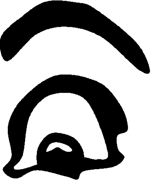 The black and white photo shows a stylized cartoon of an iconic character with facial hair that resembles a beard, wearing what appears to be a helmet-like headgear on top of their head.