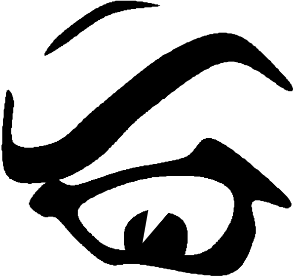 The black silhouette of a face with an open mouth against a white background.