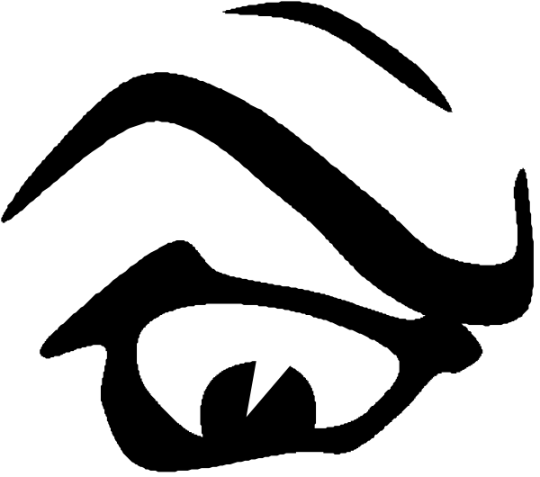 The black silhouette of a face with an open mouth against a white background.
