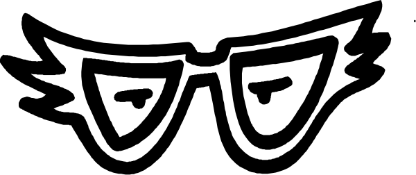 The black and white silhouette of a person's face with glasses on it against an abstract background.