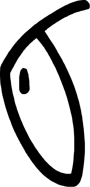 The image shows a black and white pixelated representation of an eye peeking out from behind what appears to be two vertical bars on either side.