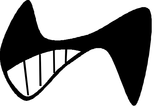 The image shows a black silhouette of an animal with two ears on top of its head against a white background.