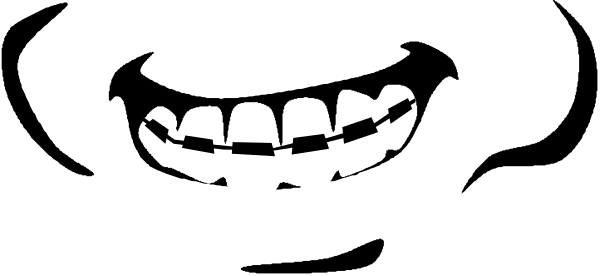 The image shows a black banner with white text that reads "SMILE" on it against an indistinct background.