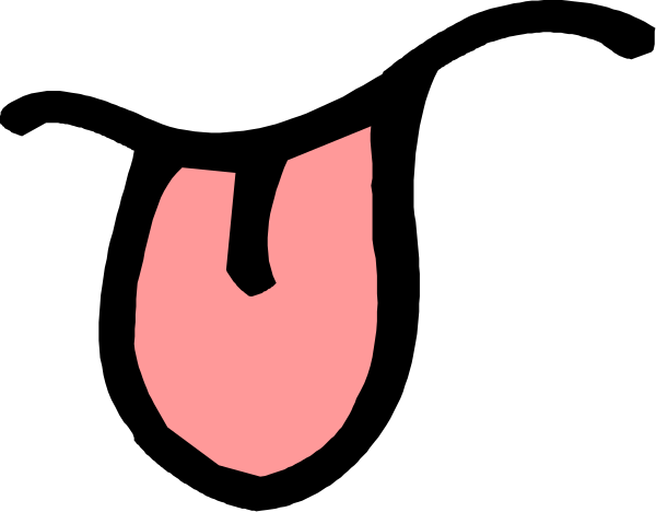The image shows a black background with an upside down pink tongue on it.