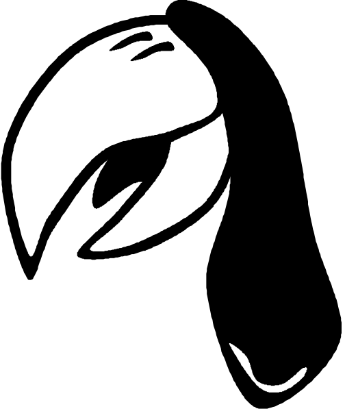 The black and white logo of a bird with its wings spread out against an abstract background.