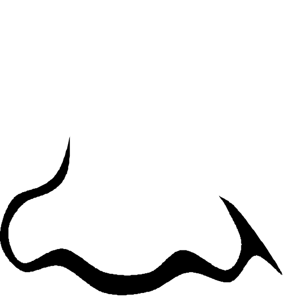 The image shows a white silhouette of an animal's head on top left corner with two black rectangles below it in bottom right corner forming a square shape against a dark background.
