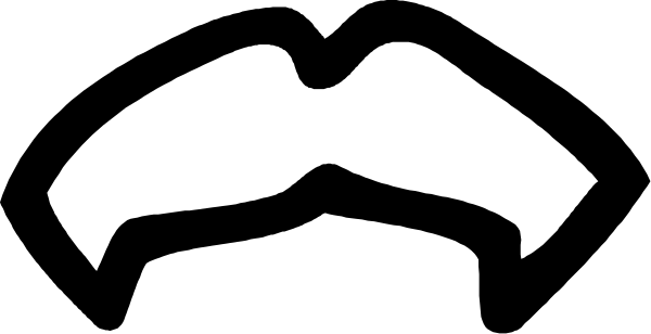 The image shows a black mustache on top of an ice cream cone with two scoops against a white background.