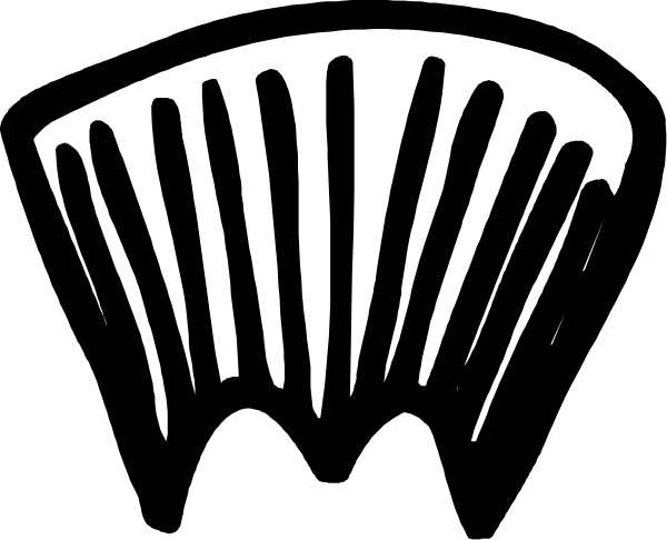 The black and white silhouette of a fireplace grate with slats on it against a dark background.
