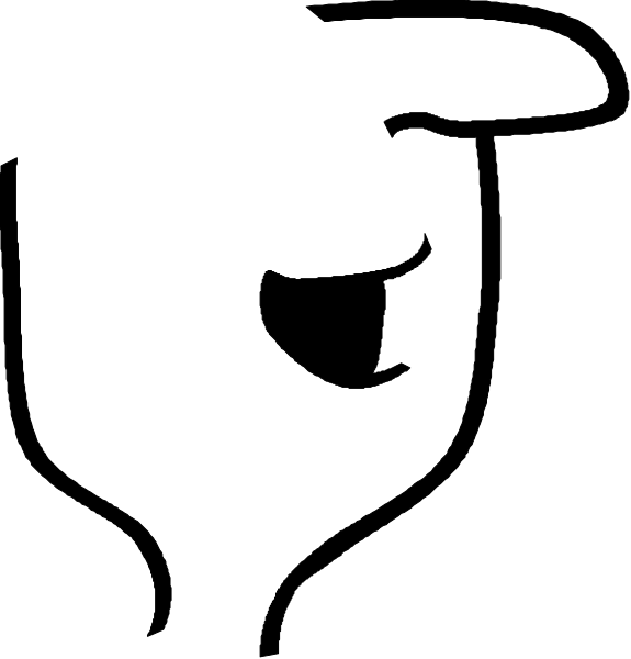 The black and white photo shows a simple line drawing of three vertical lines with varying lengths against an empty background.