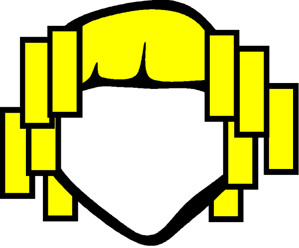 The image shows a black and white pixelated representation of an individual with blonde hair wearing glasses, set against a dark background that has yellow rectangles resembling sound waves emanating from their head on either side.