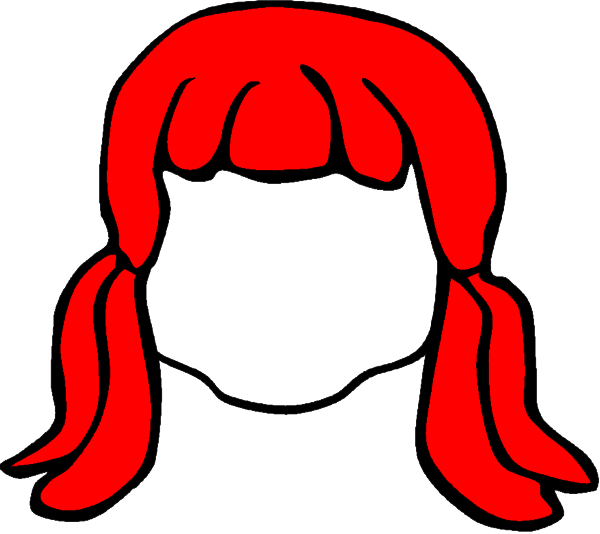 The image shows a stylized cartoon of a girl with red hair wearing glasses, set against a black background.