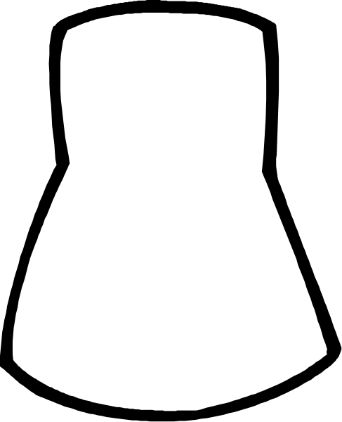 The image shows a black silhouette of an object that resembles a dress on top with what appears to be two arms extending downward from it; there is no background detail visible in this clip-art representation, and nothing else can confidently be described due to its minimalistic nature.