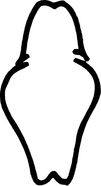 The image shows a black silhouette of an object on top of two stripes with different shades of gray; it is unclear what exactly the silhouetted item represents due to its abstract nature, but there appears to be no text present in this clip-art style picture.