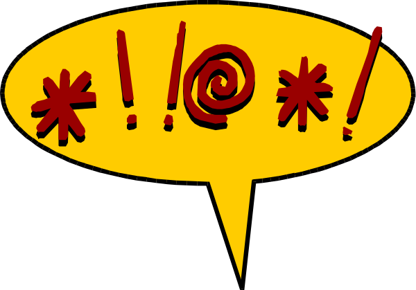 The image shows a speech bubble with text that reads "OH MY GOD" at its top edge, followed by three exclamation marks in different sizes: one large red circle-like shape on the left side of the speech bubble and two smaller ones above it; below these symbols is another line containing more words. The background behind this graphic appears to be a plain color without any distinguishable features or objects that can confidently be identified from this description alone.