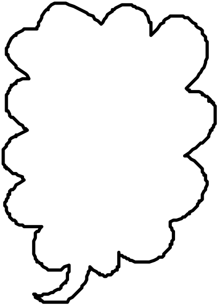 The black and white picture shows a speech bubble with an exclamation mark inside it on top of what appears to be a gray background.