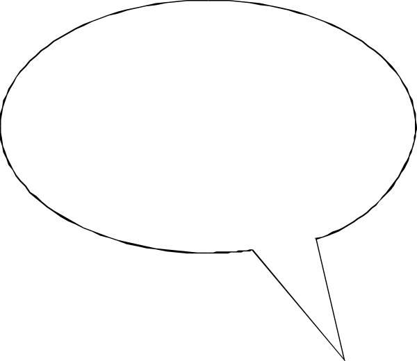 The image shows a black speech bubble with two white text bubbles inside it against an indistinct background.