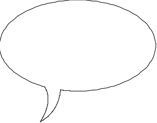 The image shows a speech bubble with two lines of text inside it against an otherwise plain background.