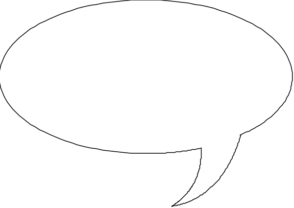 The image shows a speech bubble with two lines of text inside it against a dark background.