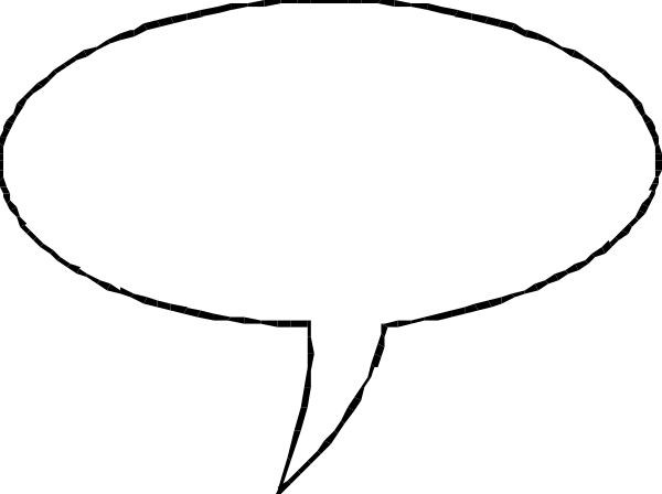 The image shows a black speech bubble with two white lines representing its outline against an otherwise dark background.