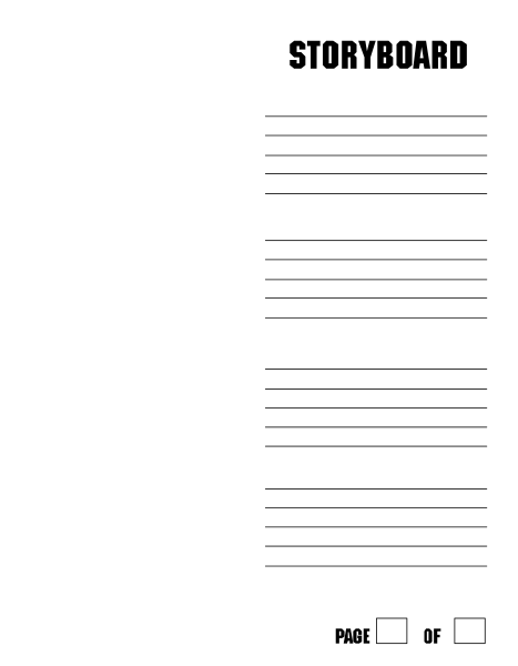 The image shows a black and white notebook with text that reads "STORYBOARD" on it against an indistinct background.